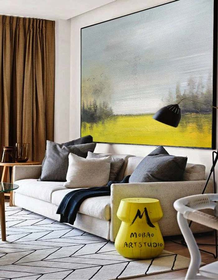 Yellow Sky Contemporary Abstract Canvas Artwork C60SU wall art